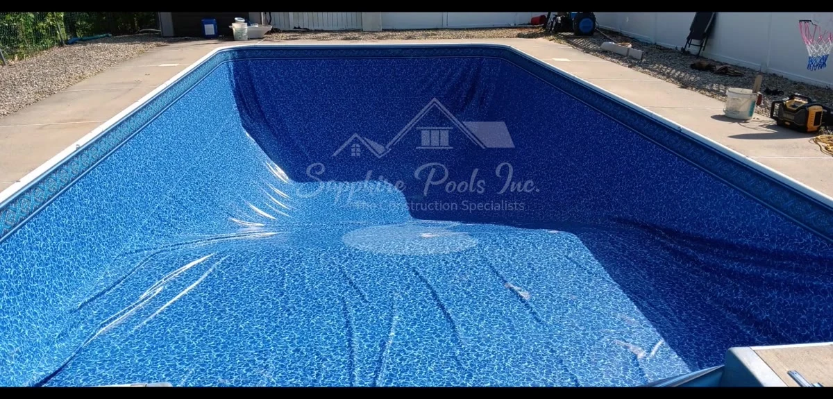 After: New blue vinyl liner installed in Charlton MA pool